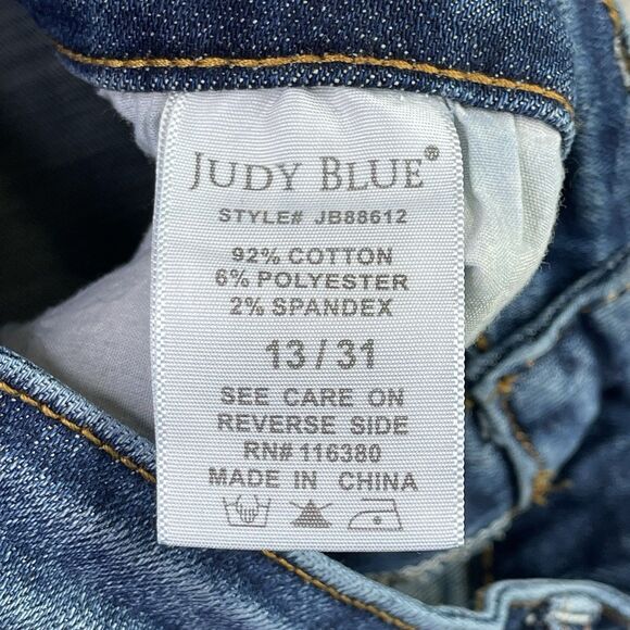 Judy Blue Jeans Women’s 13/31 Blue Wide Leg Crop High Rise Stretch Denim - Picture 7 of 13